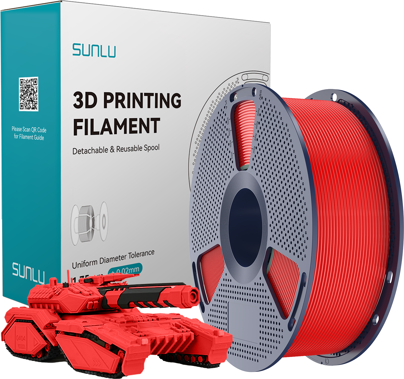 SUNLU  PLA Red, 1,75 mm / 1000 g    Biologisch abbaubares PLA Material
