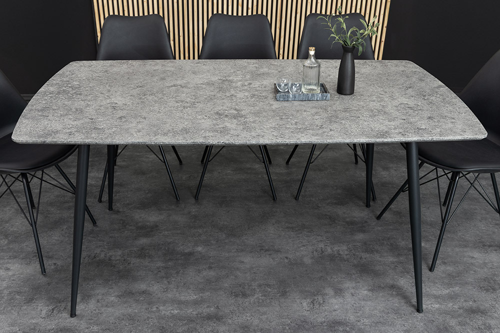 Industrial Esstisch APARTMENT 120cm grau Beton-Design schwarzes Metallgestell