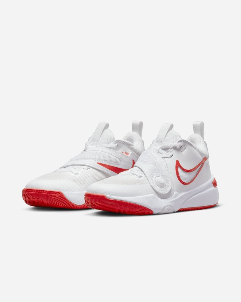 Chaussures de basket Nike Team Hustle D 11 Blanc & Rouge pour enfant
