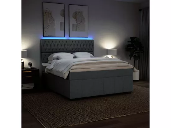 Sommier à lattes de lit avec matelas Gris foncé 180x200cm Tissu