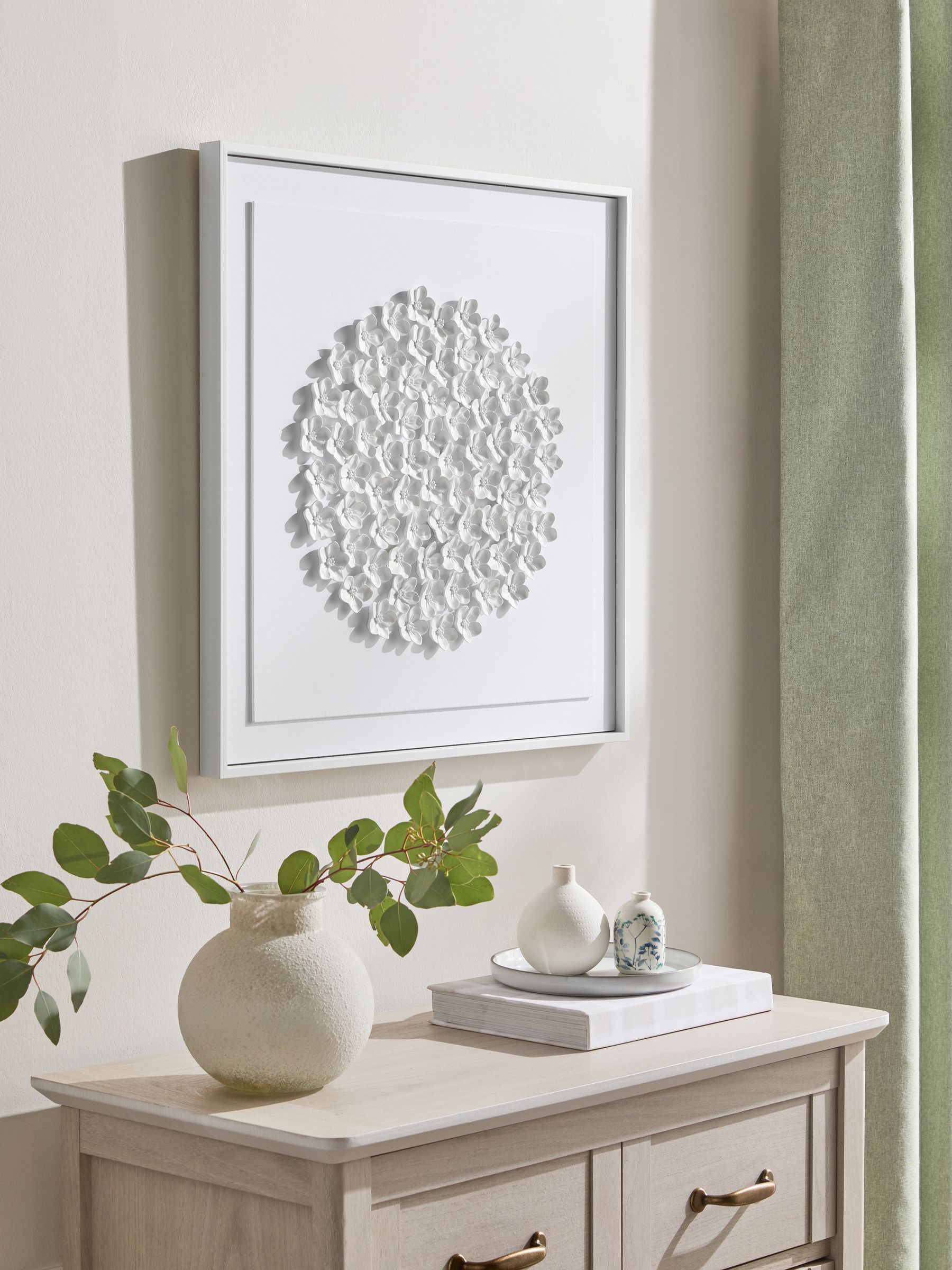 3D ingelijste wanddecoratie met acryl bloemen