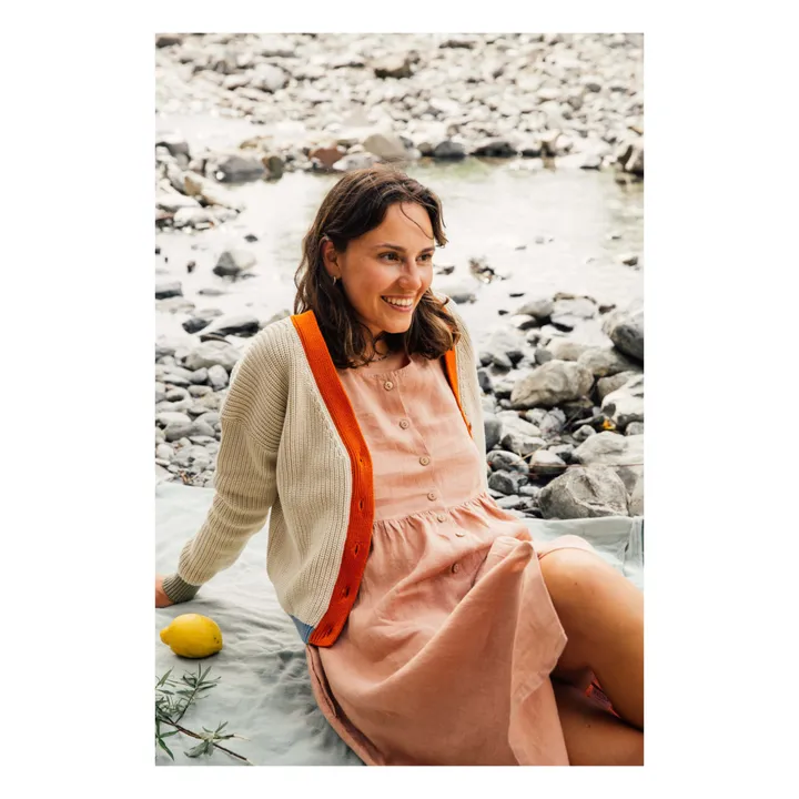 Matona Cardigan Color Block Coton Bio | Beige