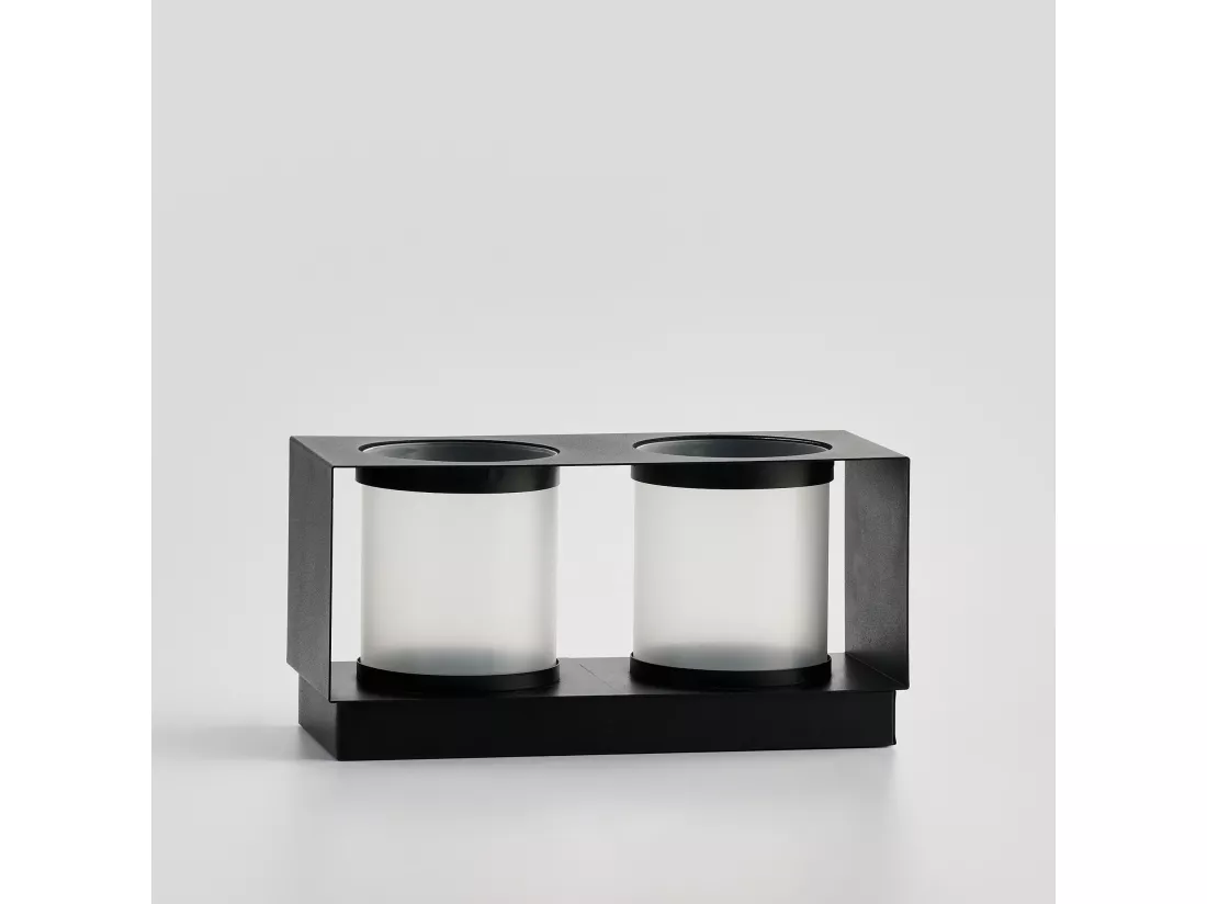 Bougeoir Abisi noir moyen 14.5 x 12.5 x 29
