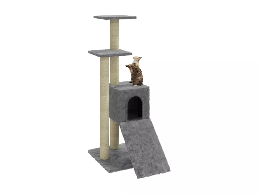 Arbre à chat avec griffoirs en sisal Gris clair 92 cm
