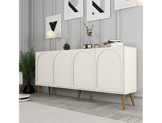 CONCEPT1 - Bahut Lyon creme noix 180 x 35 x 81cm