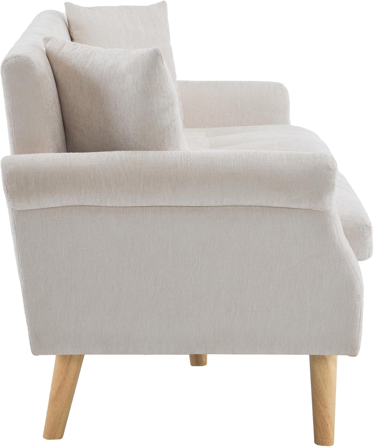 Merax 2 Sitzer Sofa Klein Couch, 162 cm Polstersofa aus Chenille-Stoff Modern Mini Sofa mit dicken Kissen, massiven Holzsofalegs, Doppelsofa für Wohnzimmer/Schlafzimmer/Wohnung, Beige