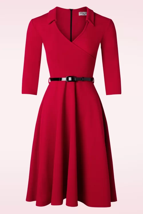Vintage Chic for Topvintage Elena swing jurk in lippenstift rood