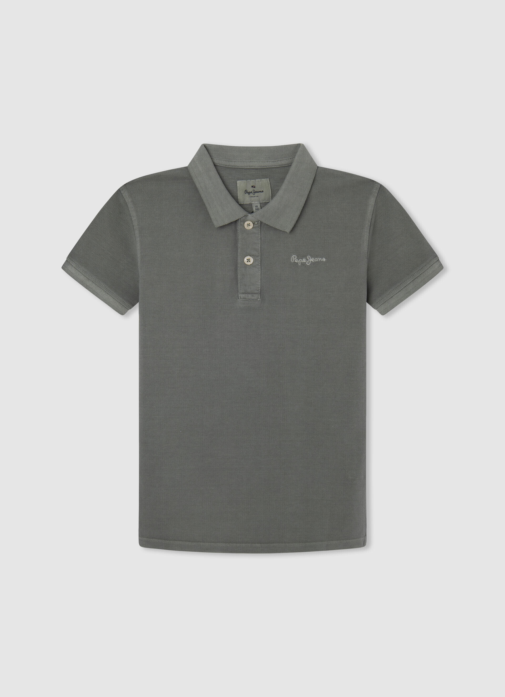 Camisa polo de algodão piqué com logotipo bordado - verde-musgo
