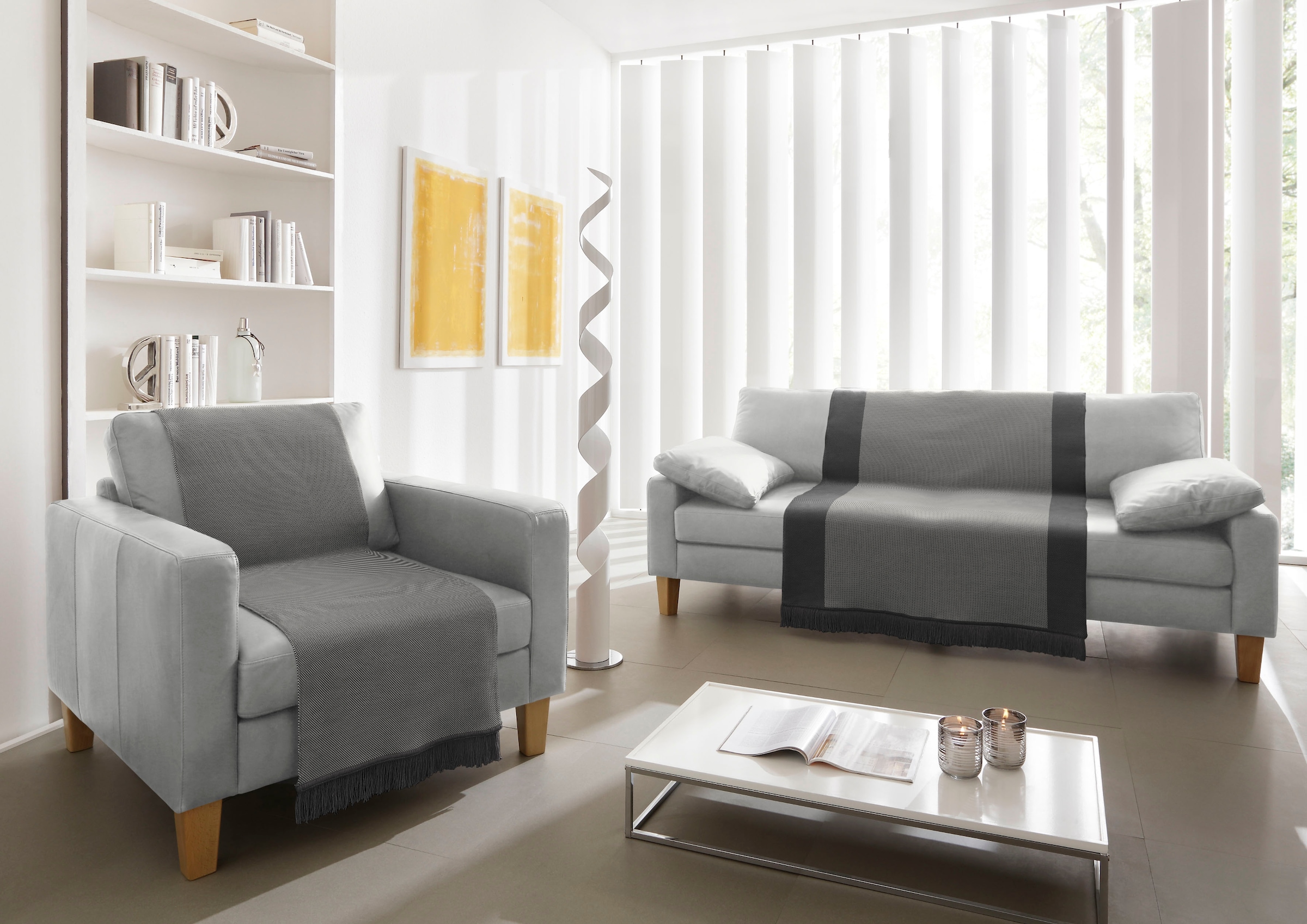 Biederlack Sesselschoner »Cotton Cover Salt & Pepper« mit Fransen