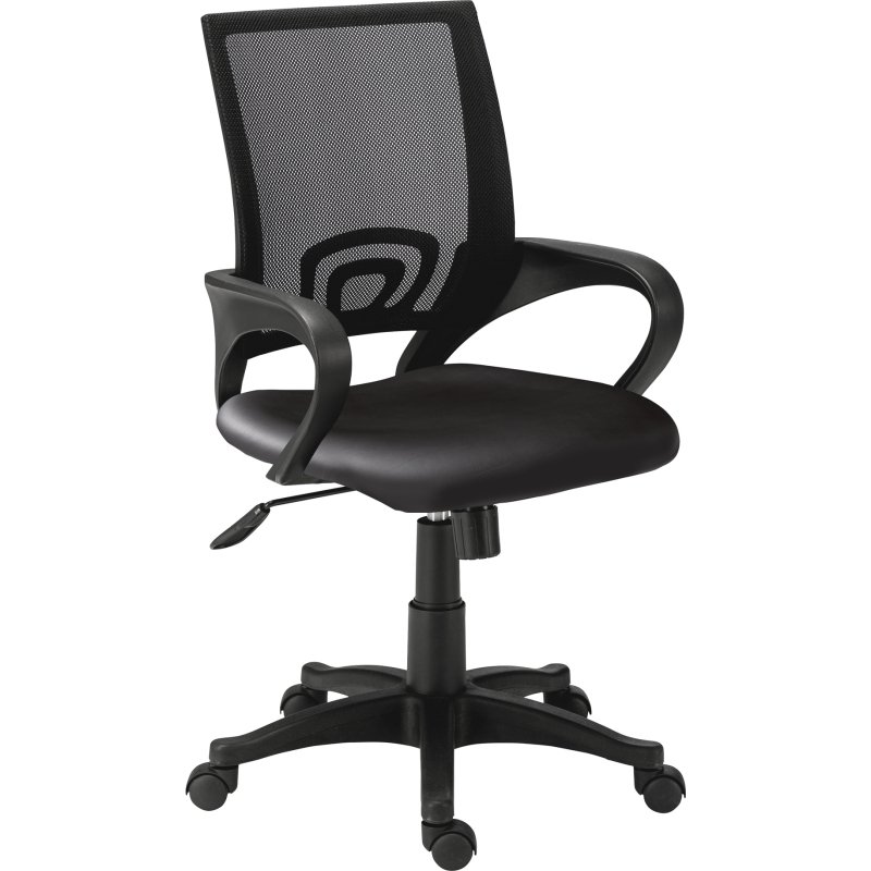 Chaise de bureau SPRING assise simili cuir - avec accoudoirs - Mécanisme Basculant centré - Pieds noir