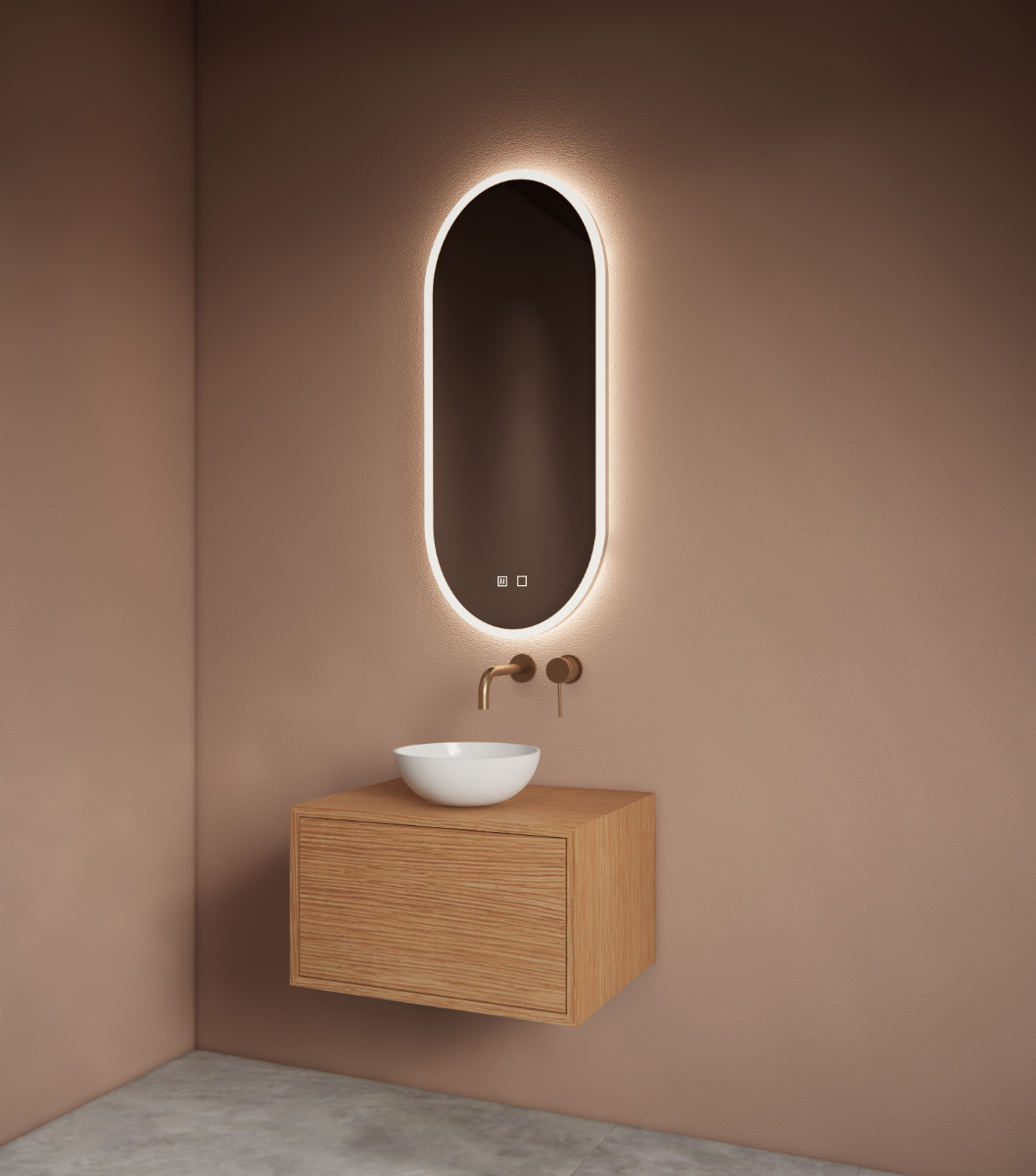 Gliss Design Orion toilet spiegel met LED-verlichting verticaal 40x100cm