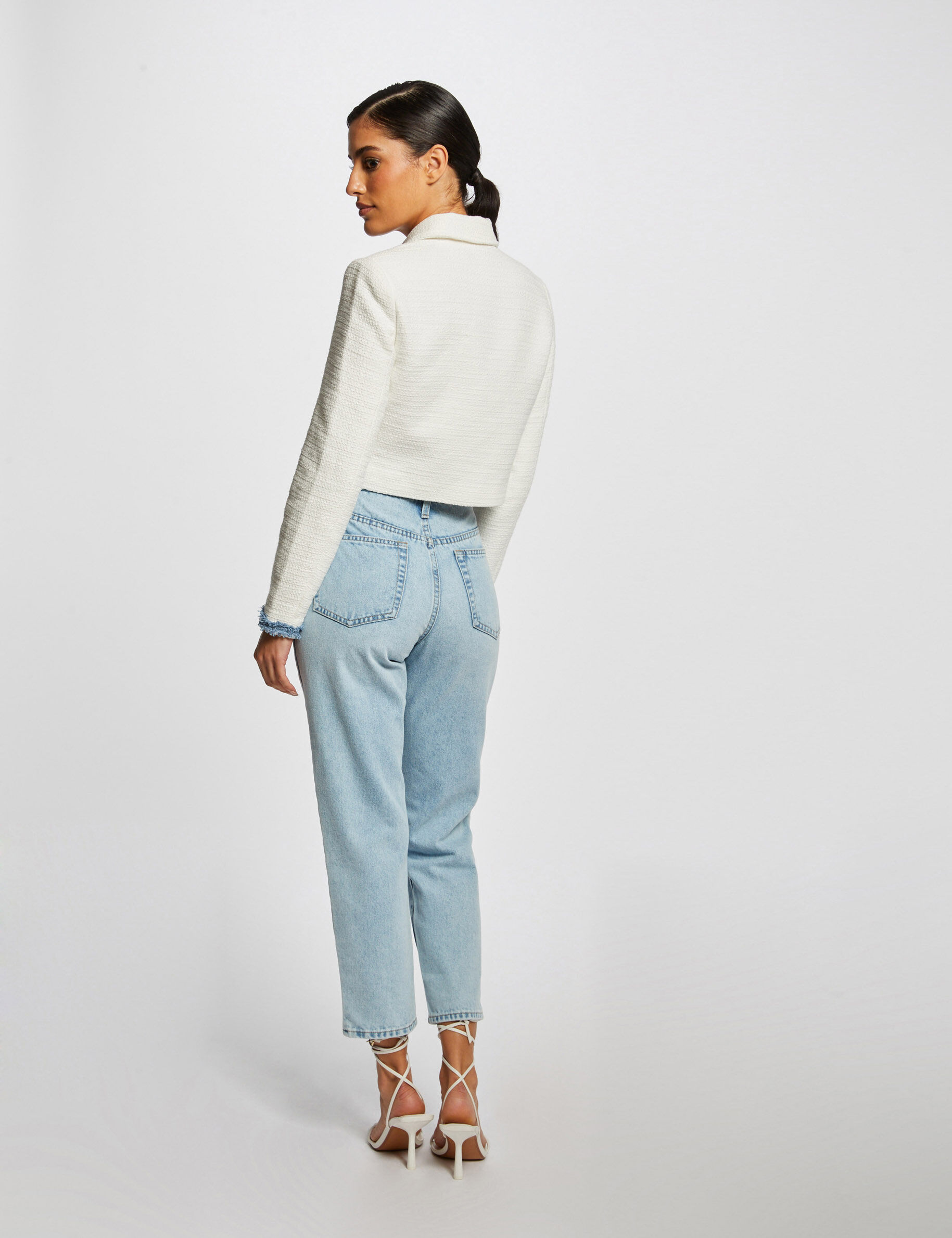 Veste droite zippée ecru femme - ecru