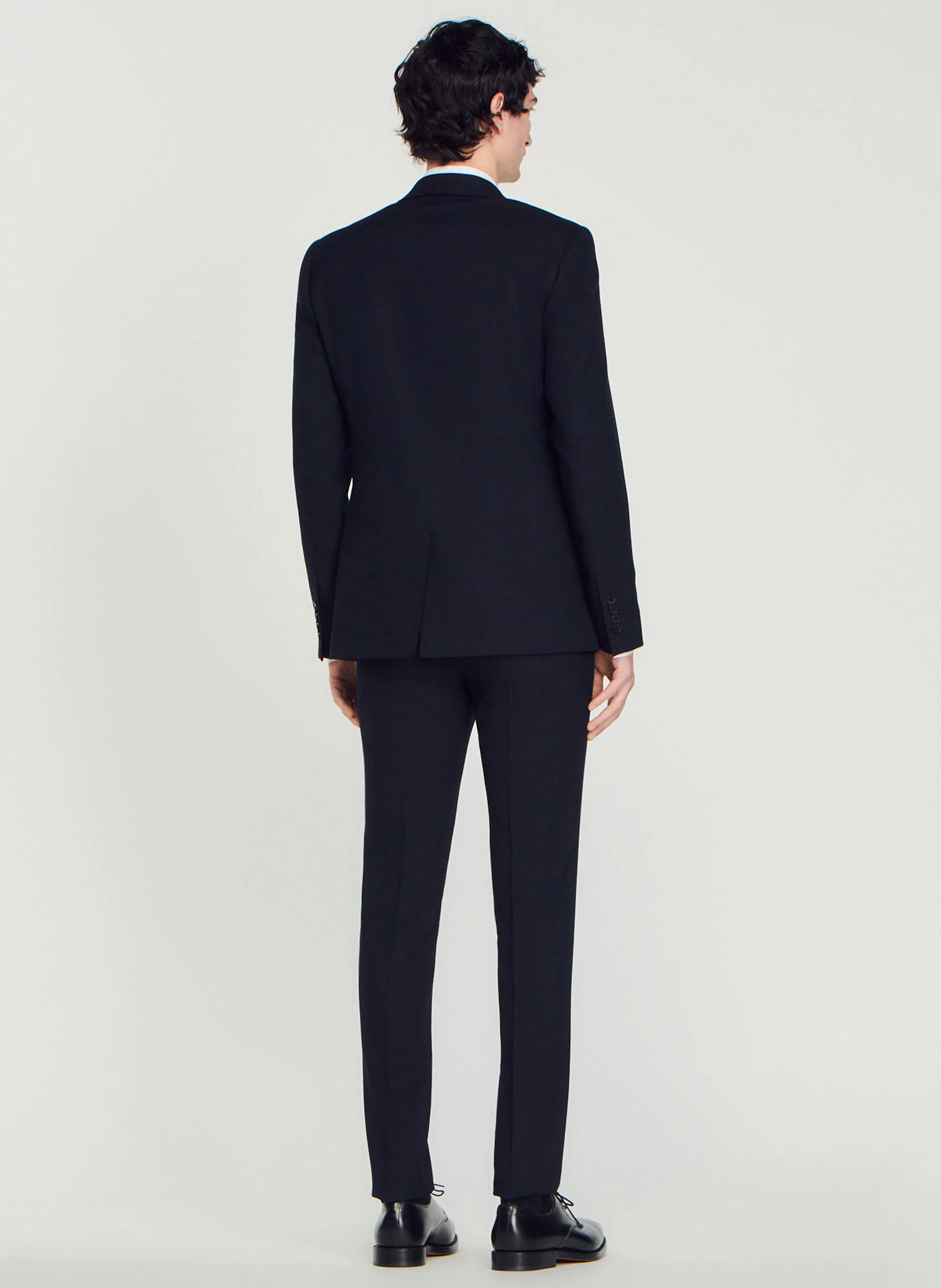 Veste col tailleur en laine | Bleu