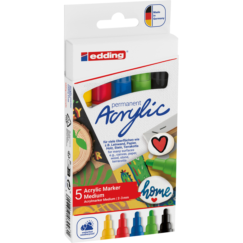 Edding Acrylmarker 5100 medium, 5 Stück, assortiert