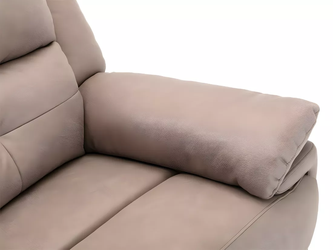 Canapé 3 places et fauteuil relax électrique en tissu taupe DOLENE