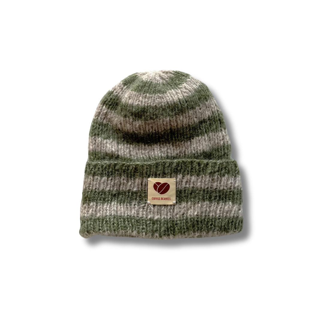 Coffee Beanies  Sky beanie strikhue - Striped Army/Sandy