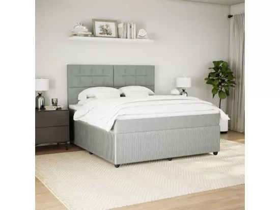 Sommier à lattes de lit et matelas Gris clair 180x200cm Velours