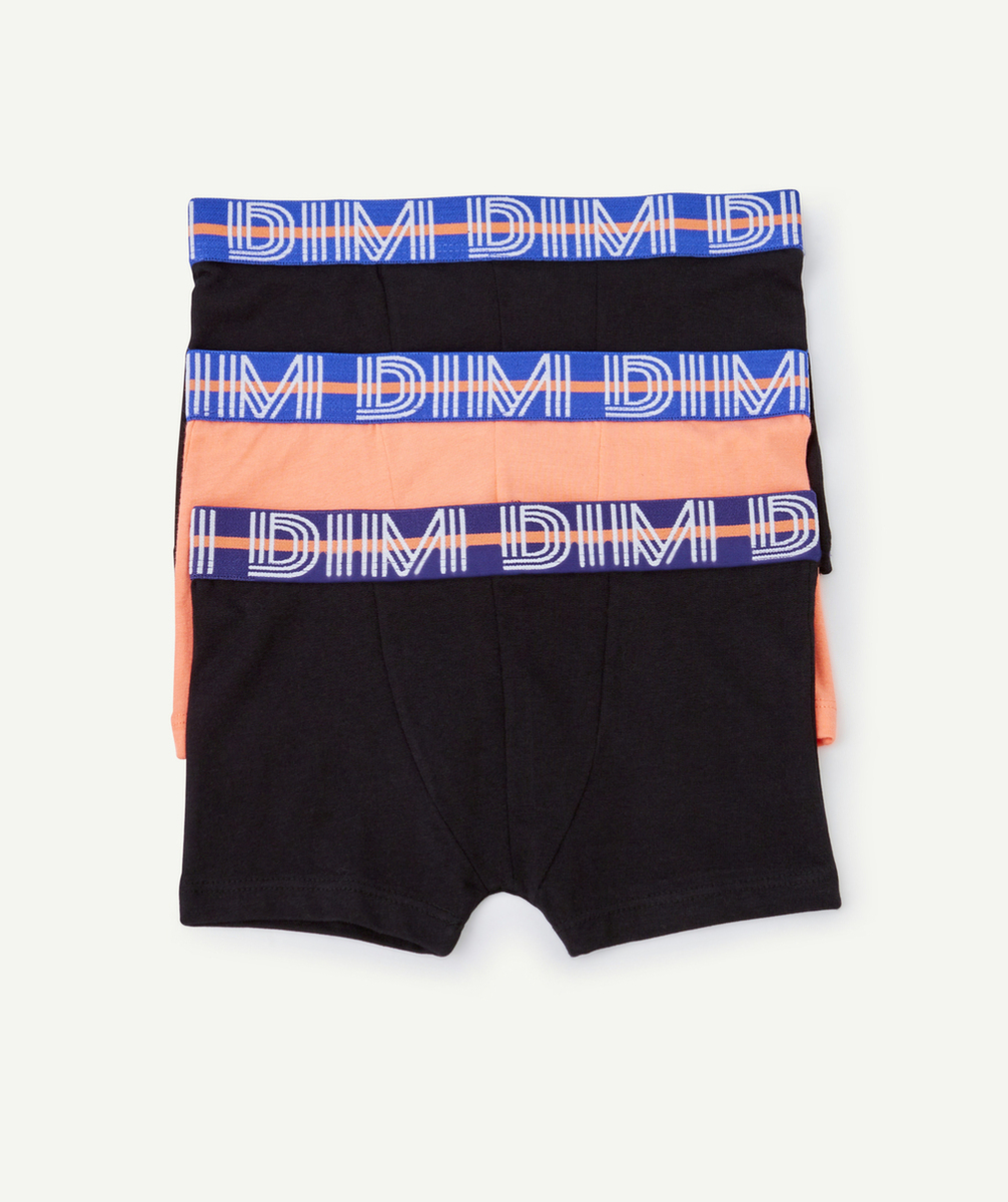 DIMlot de 3 boxers garçon noir bleu et orange