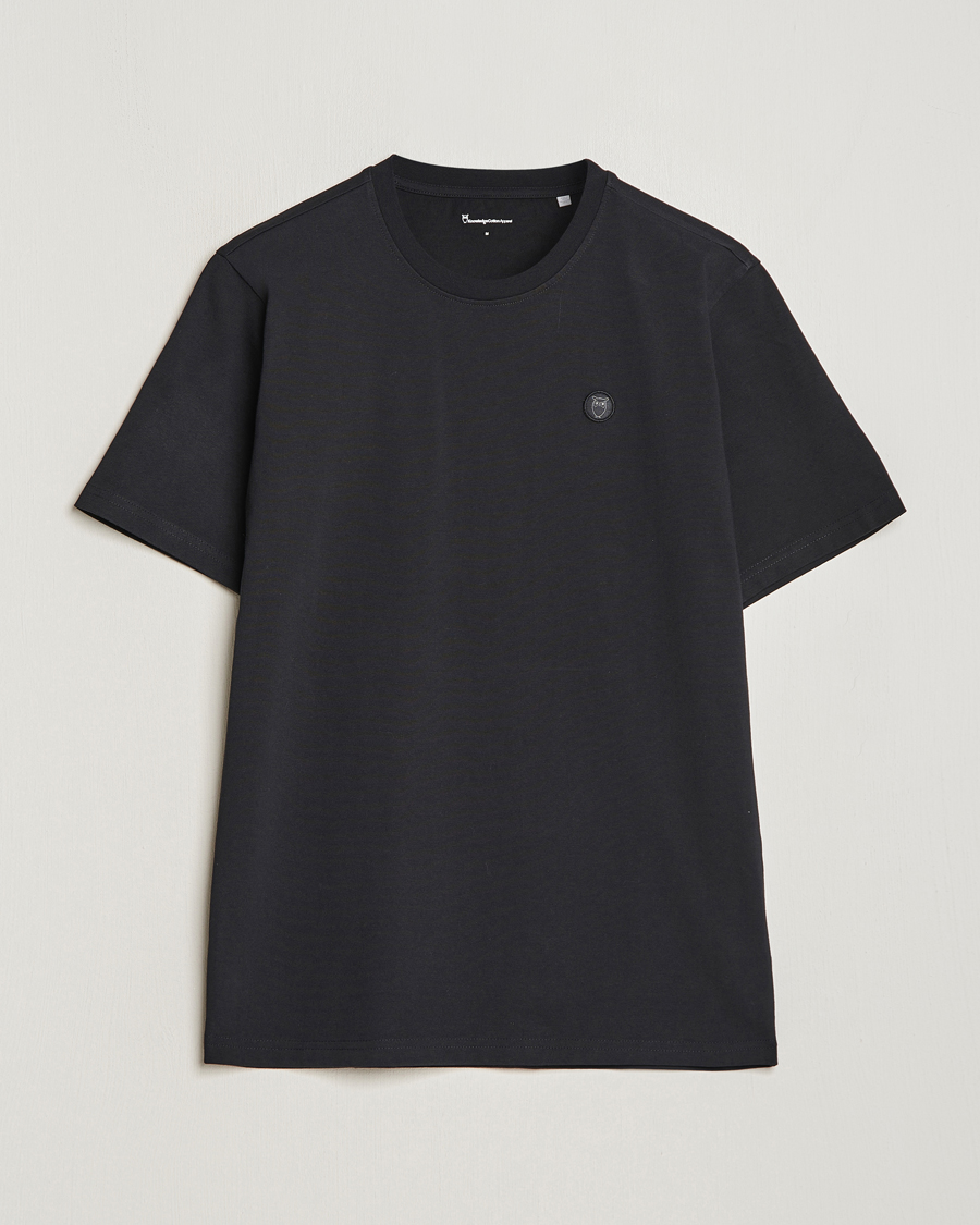 KnowledgeCotton Apparel Loke Badge T-Shirt Jet Black