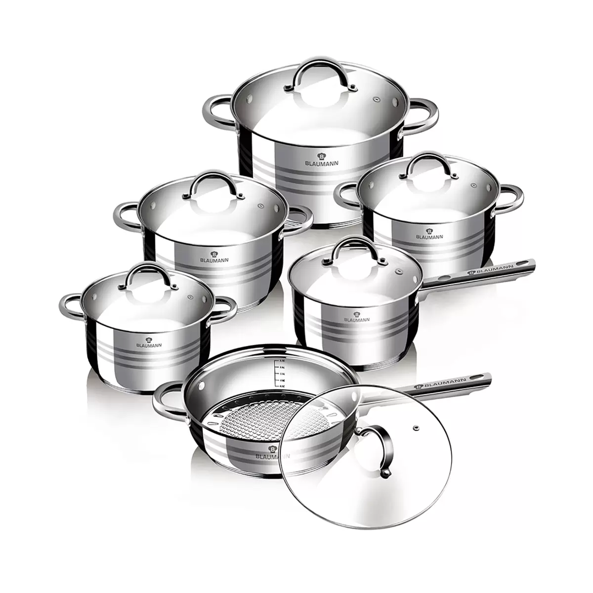 Kochtopfset 12tlg. Shiny Blaumann Silber