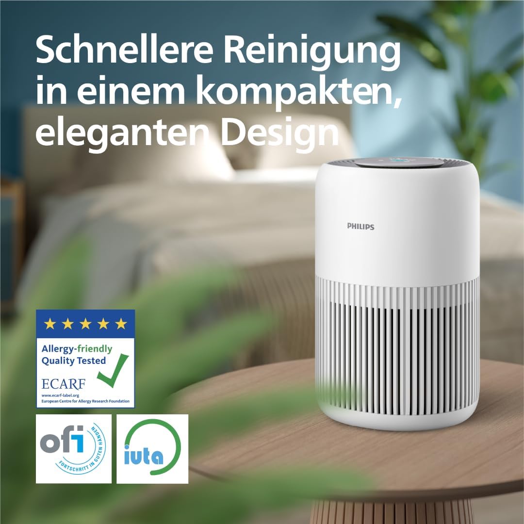 Philips Luftreiniger 900 Serie, HEPA NanoProtect + Aktivkohlefilter, CADR 250m³/h für 65m² Allergiker, leise, intelligent und energieeffizient (AC0950/10)