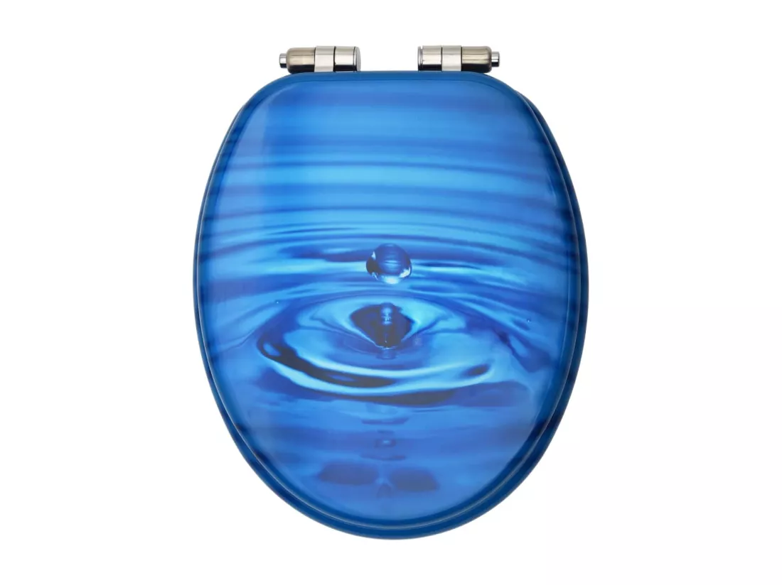 Siège WC Couvercle fermeture effet bois bleue 43.7 x 37.8 x 5.3 cm 02_0002934