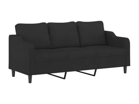 Ensemble de canapés 3 pièces avec coussins Noir Tissu