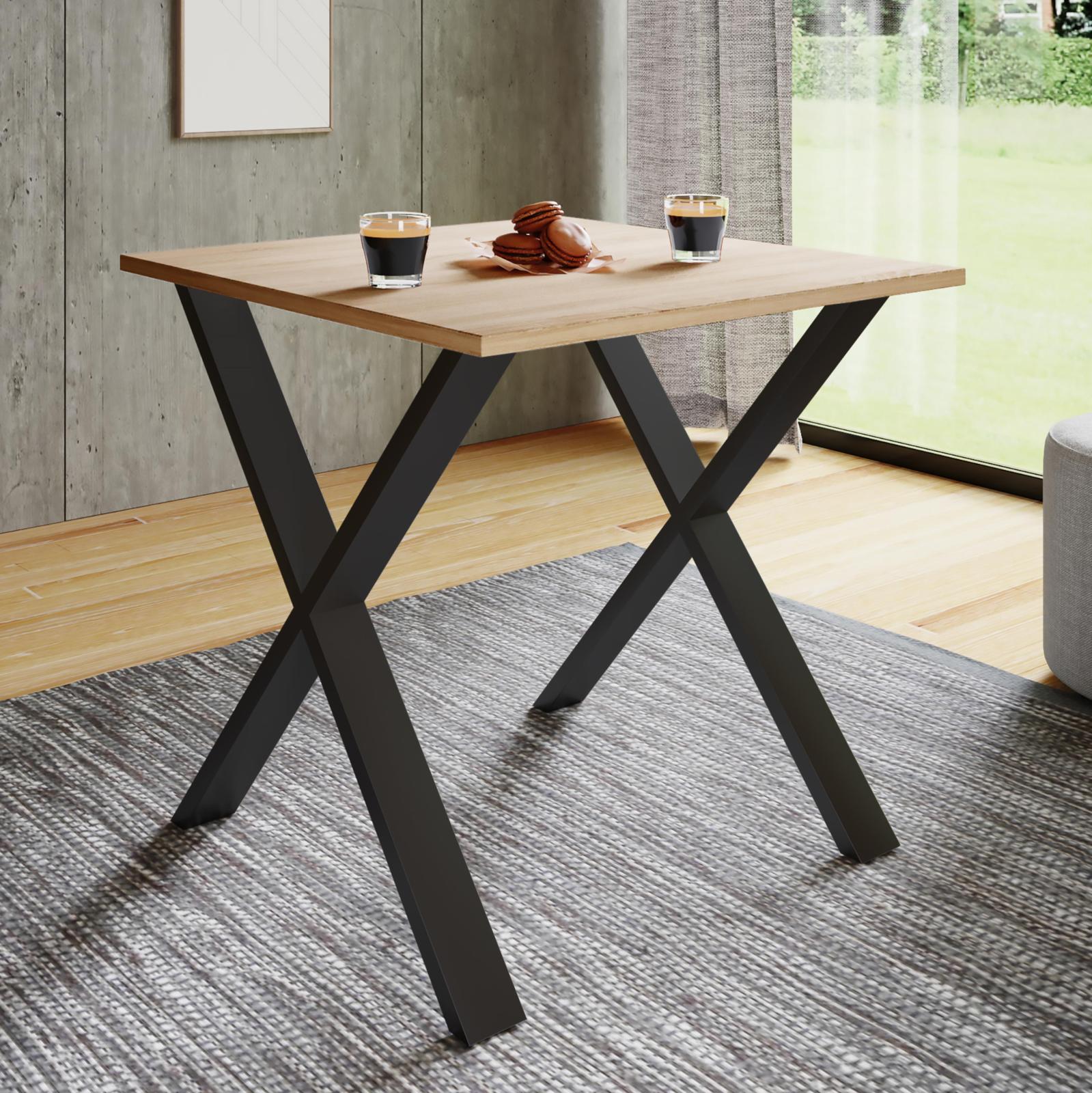 Esstisch XONA - Sonoma Eiche - schwarzes X-Fußgestell - 80x50 cm