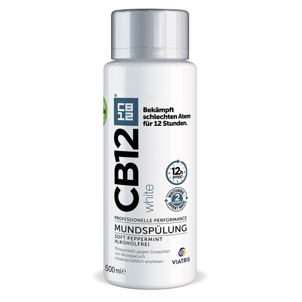 CB12 White Mundspülung: Mundwasser für weißere Zähne und frischen Atem, mit Zinkacetat & Chlorhexidin