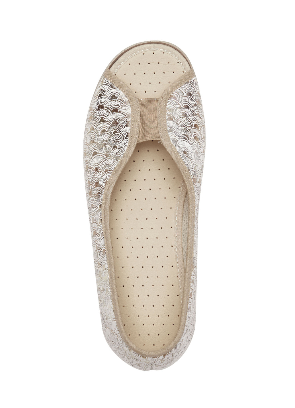 Slipper in Goldbeige aus Textilmaterial