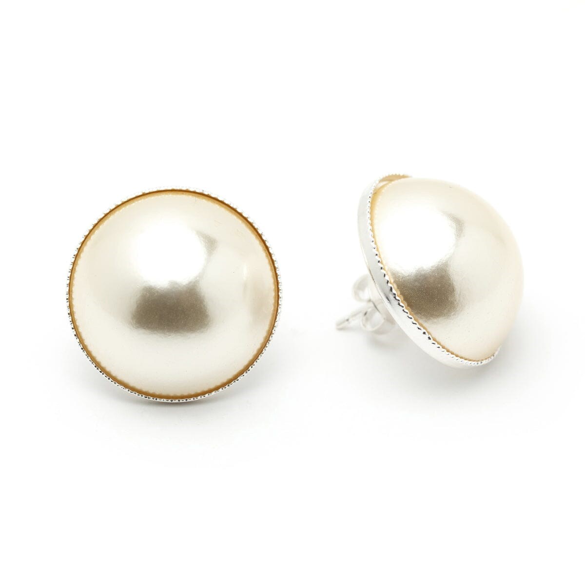 maxi boucles d'oreilles puces perles plaqué argent - NÉLYA