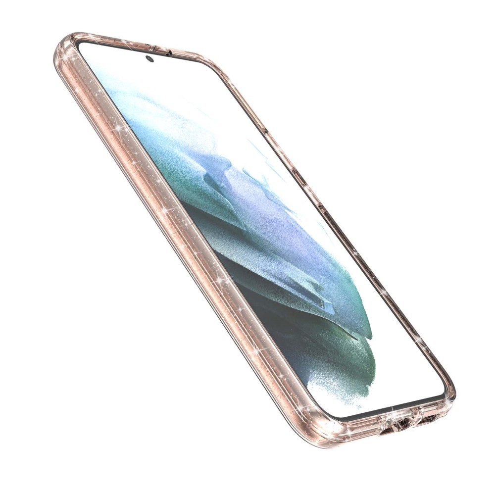 Samsung Galaxy S22 5G Hybrid Hardcase Schutzhülle im Glitzer Design - Roségold / Transparent