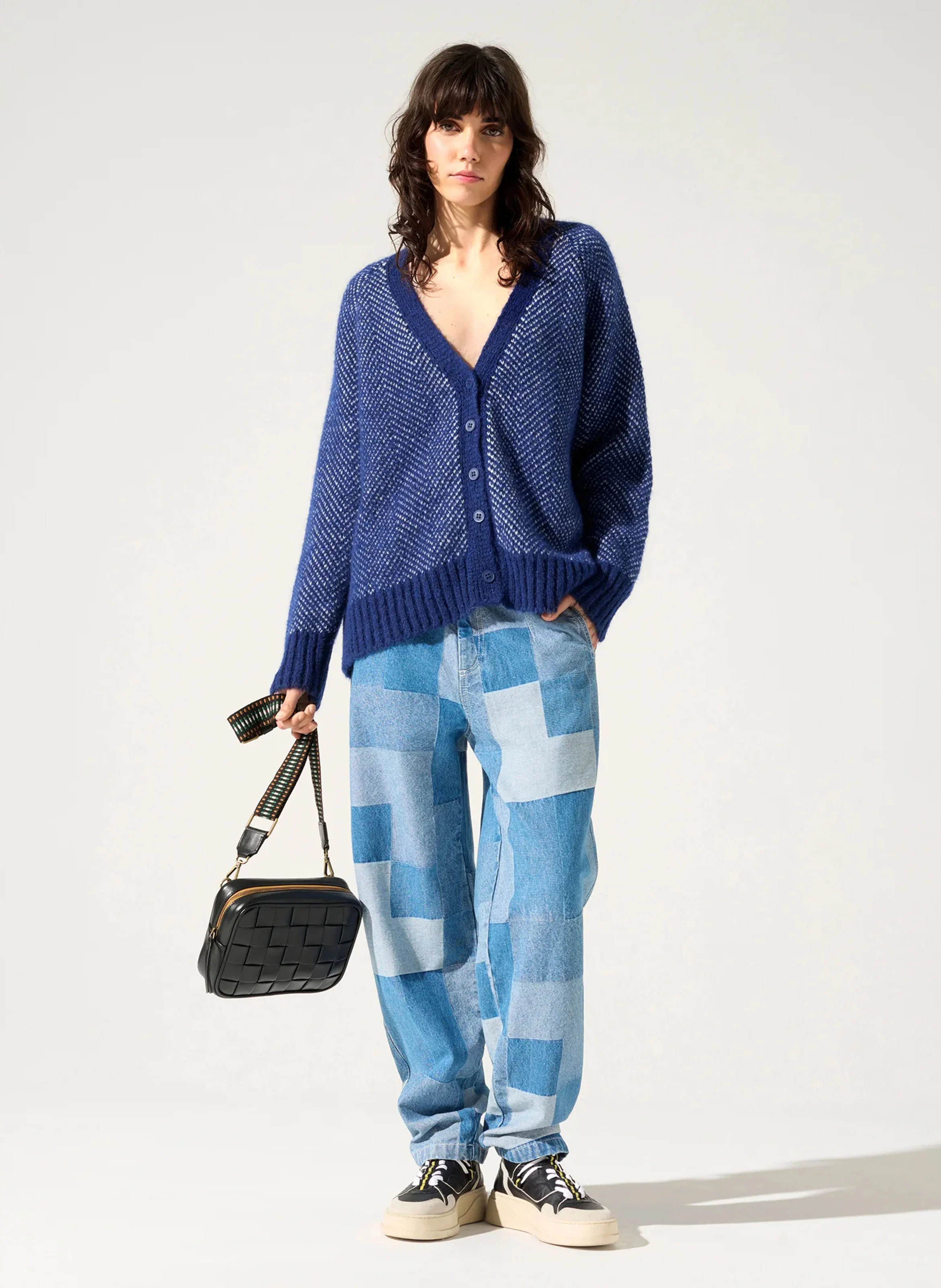 AZRA - Cardigan ample à motifs| Bleu