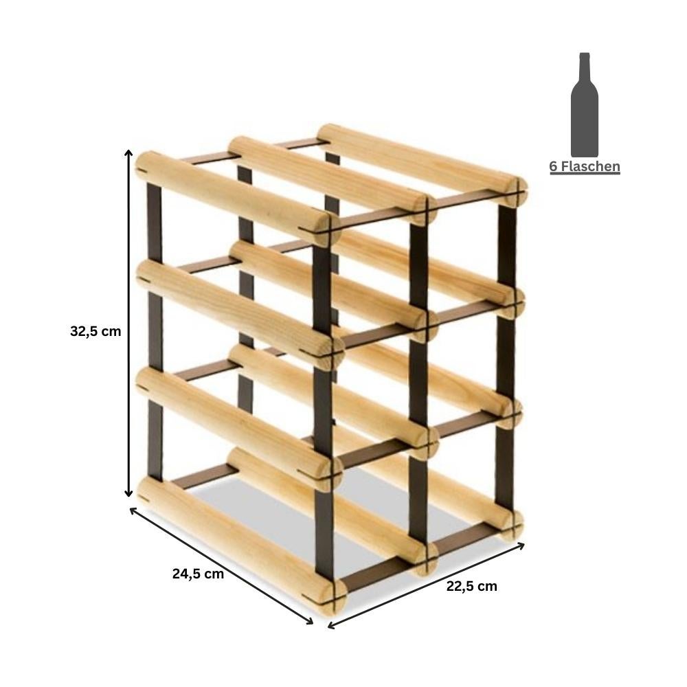 PROREGAL Modulair Wijnrek Vinotega Mod Metaal HxBxD 32,5 x 22,5 x 24,5 cm 2 x 3 Flessen Massief grenenhout Bruin Geolied