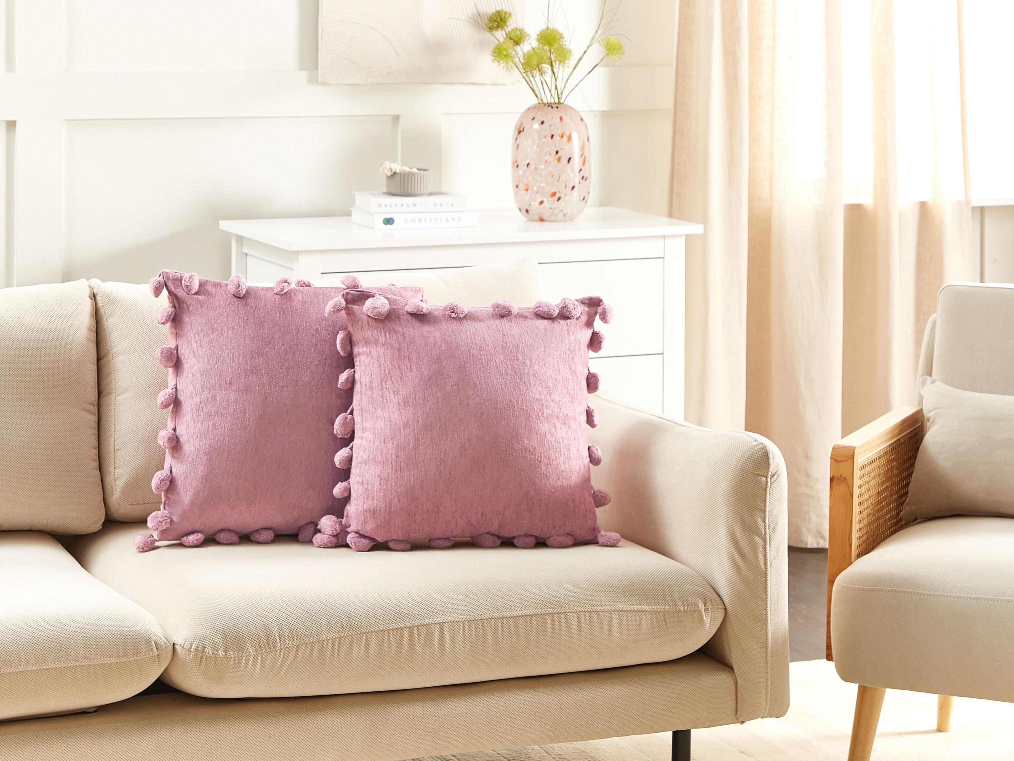 Set van 2 sierkussens JASMINE 45 x 45 cm Roze effen