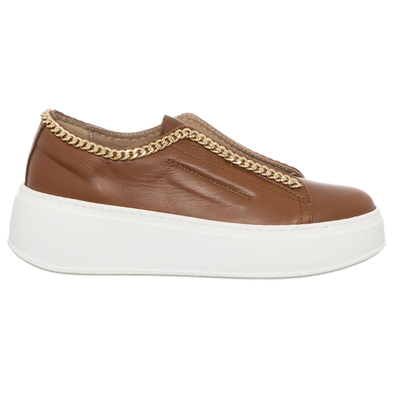 Loretta Pettinari Sneakers en Cuir Naplak marron/doré