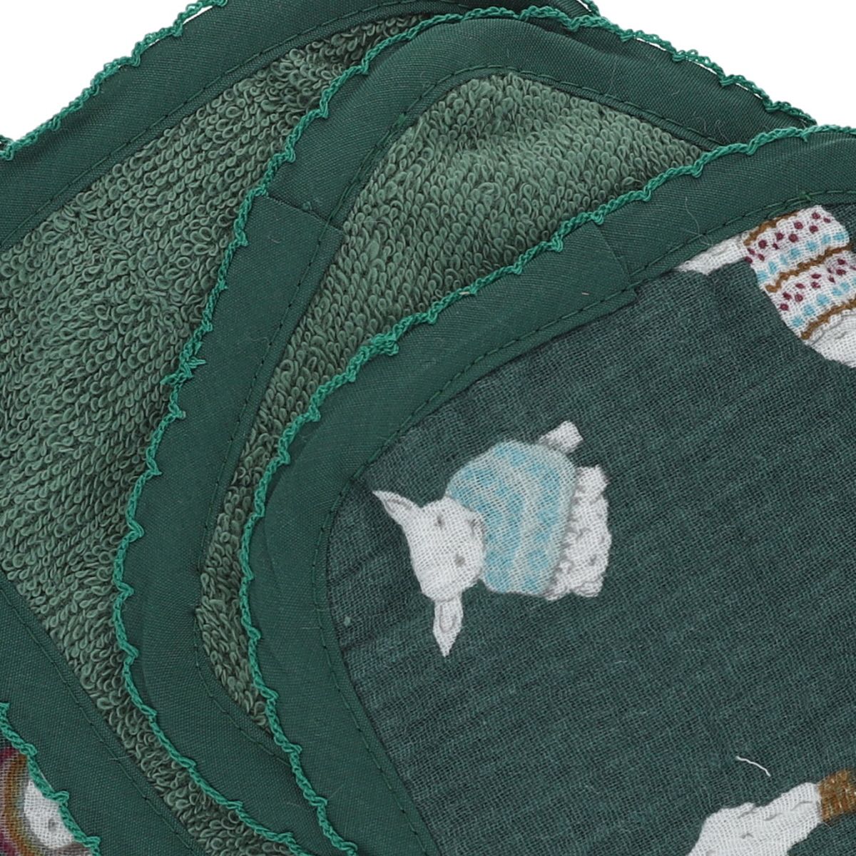 Lot de 4 lingettes lavables en éponge vert - Doux comme un agneau Petit toi