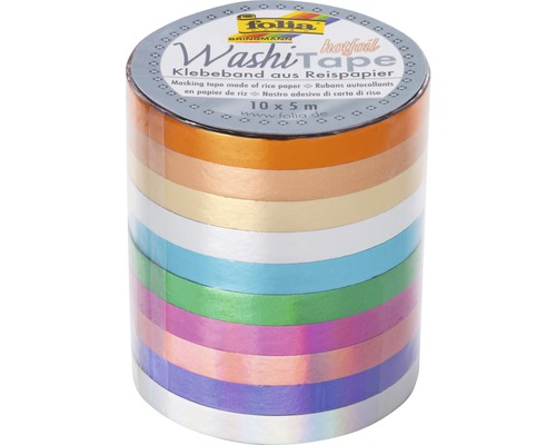 Washi tape met foliedruk, set van 10