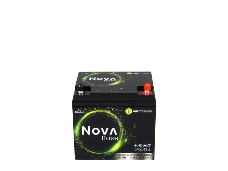 WATTSTUNDE Batterie NOVA Base 60 Ah LiFePO4 Batterie mit langer Lebensdauer