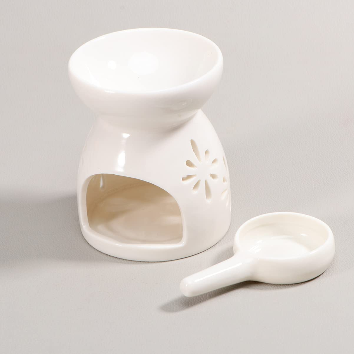 Keramik Aroma Duftlampe Teelicht Halterung mit Sternen Muster - Weiss