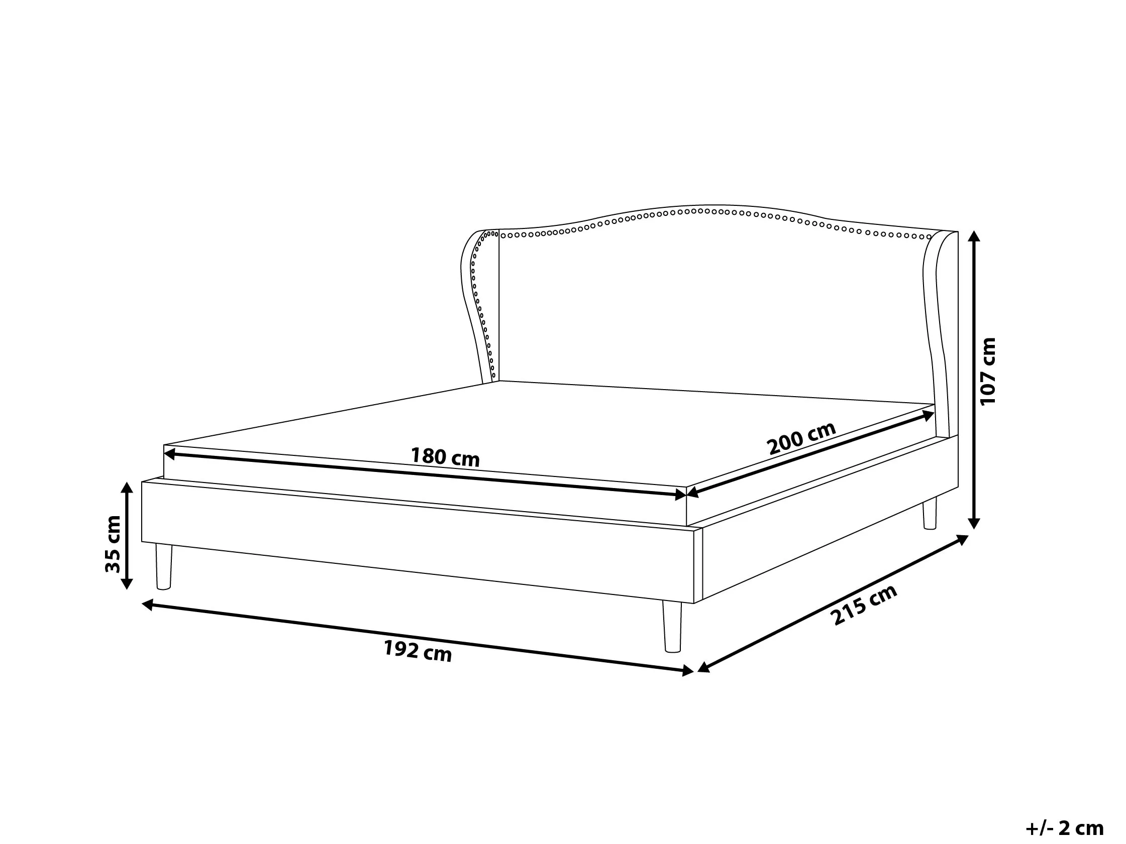 Bed Stof COLMAR 180 x 200 cm Grijs