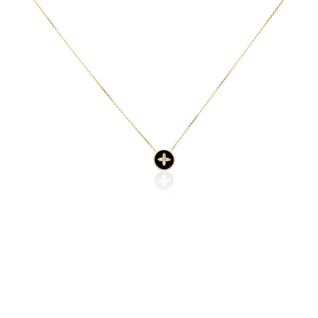 Collier Talisman Or Jaune Agate Diamant