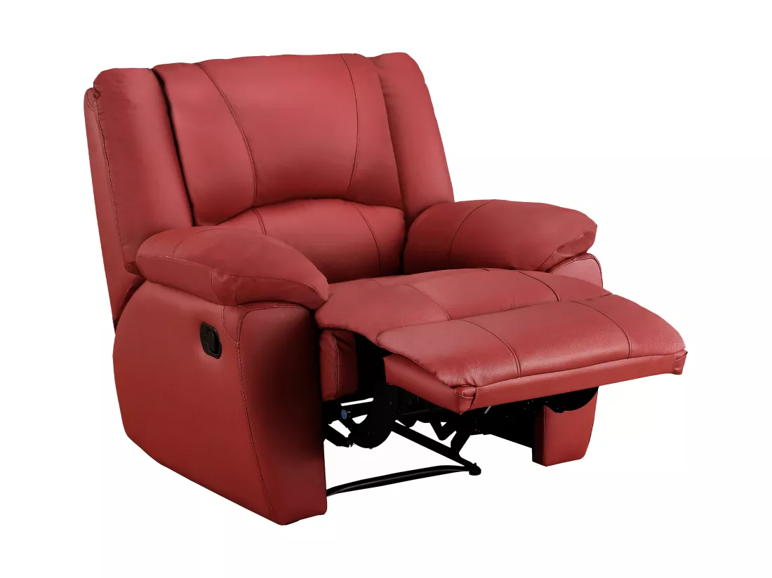 Canapé 3 places 2 places et fauteuil relax en cuir de vachette rouge AROMA
