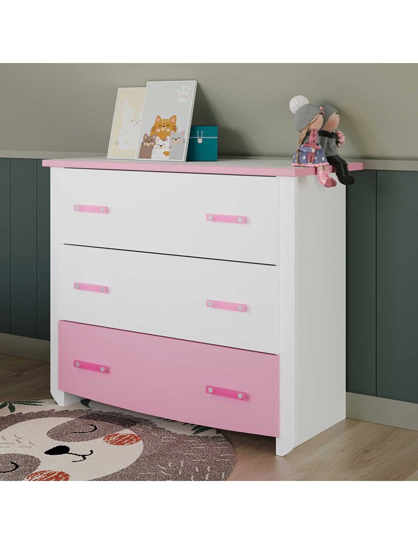 Biotiful Chest of Drawers White and Pink 79x45x45cm