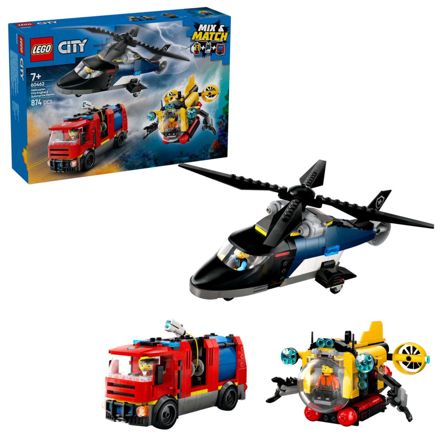 LEGO® City 60462 Kombinationsset mit Hubschrauber, Löschauto und U-Boot ab 7 Jahren