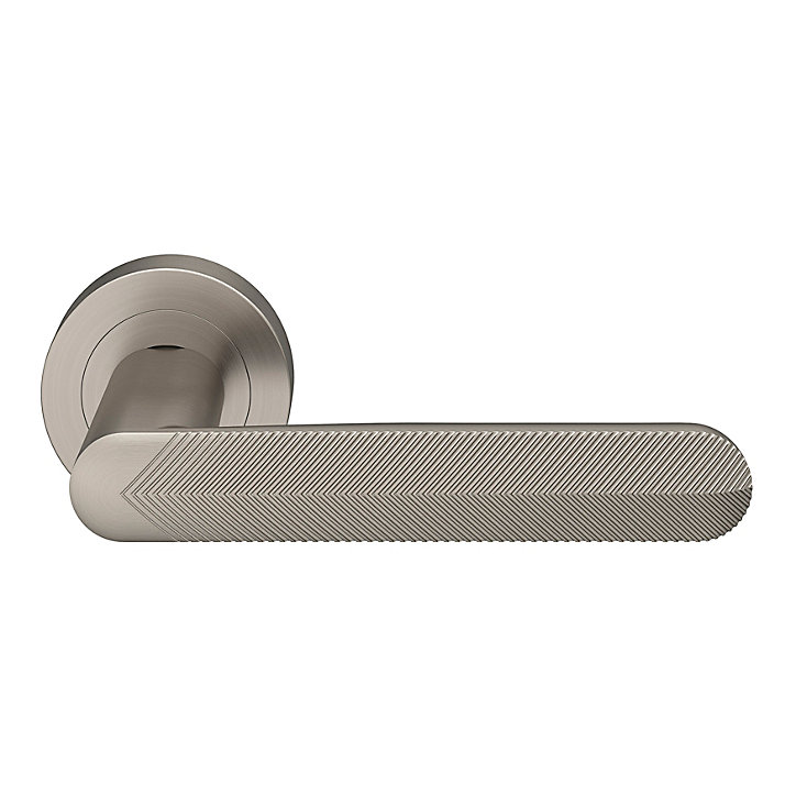 Ensemble poignée sur rosace rond à visser GoodHome Garlan effet nickel satin gris Ø50mm