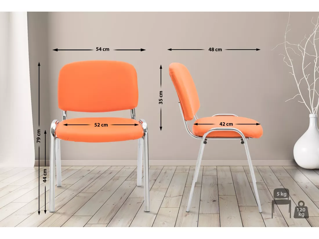 Chaise de salle à manger - Similicuir & Métal chromé - Orange - Ken