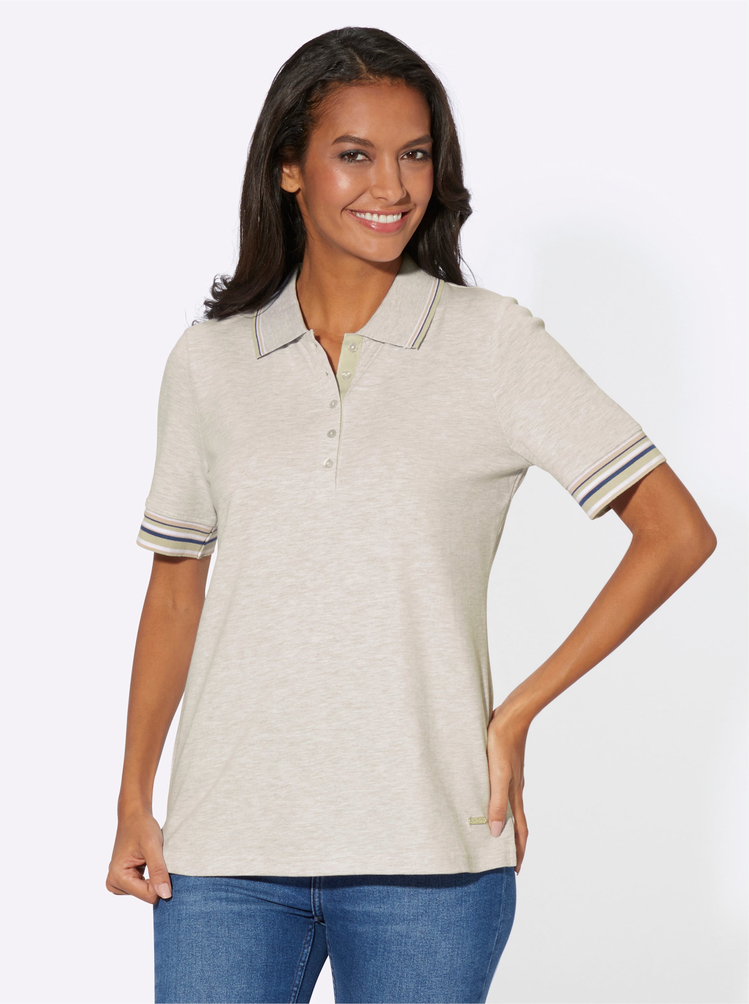 Poloshirt in hellgrau-meliert