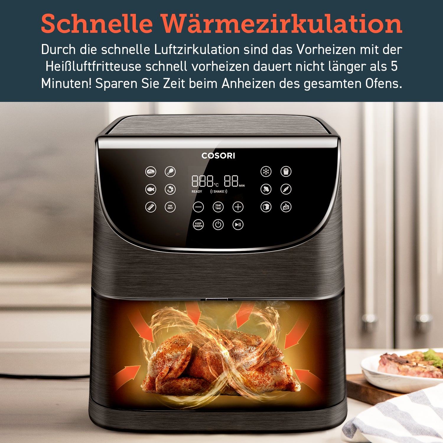 COSORI 3,5-Liter Heißluftfritteuse Schwarz