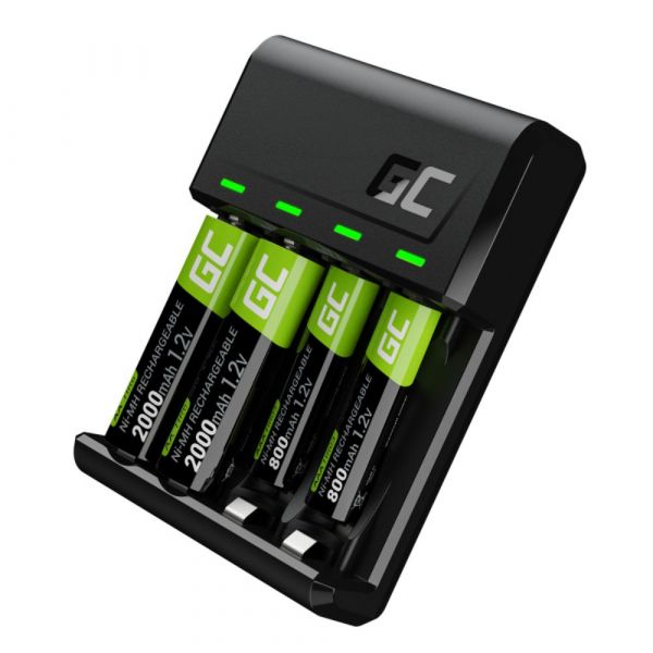 Verde Cell Carregador Pilhas Aa/aaa C/ 2x Aa / 2x Aaa 800mAh GRSETGC03